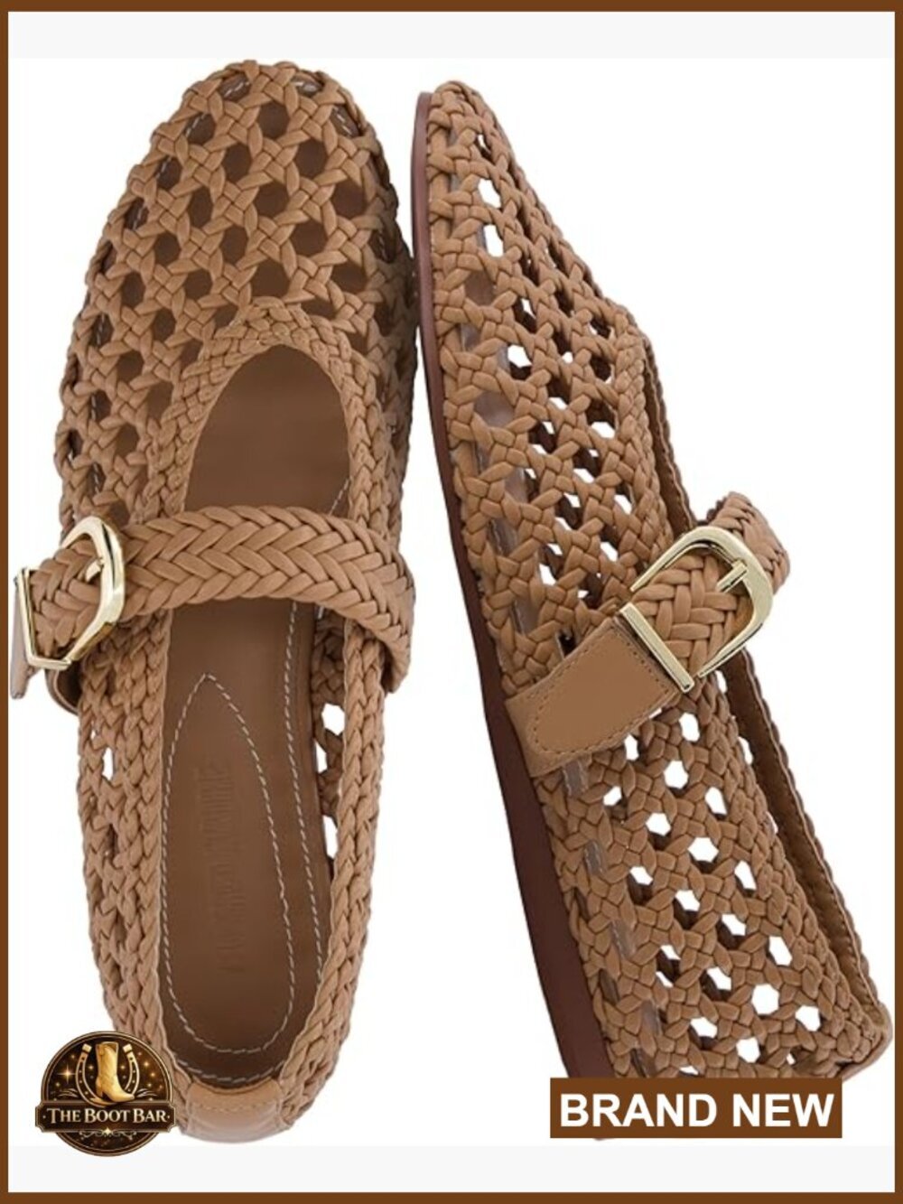 Hand Woven Mary Jane Ballet Flat with Memory Foam Insole and Adjustable Buckle